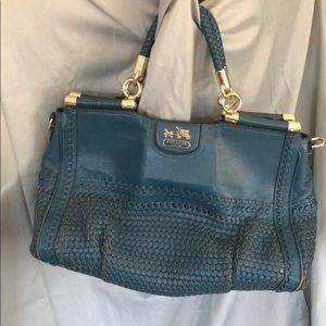 Coach Caroline woven blue leather bag